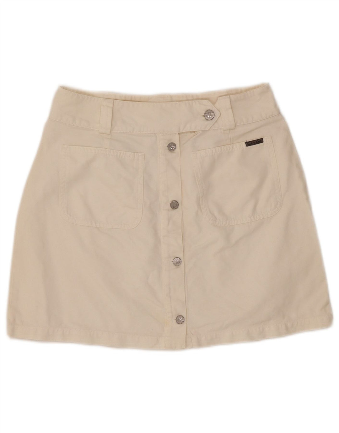 CALVIN KLEIN Womens Mini Skirt W30 Medium Off White Cotton