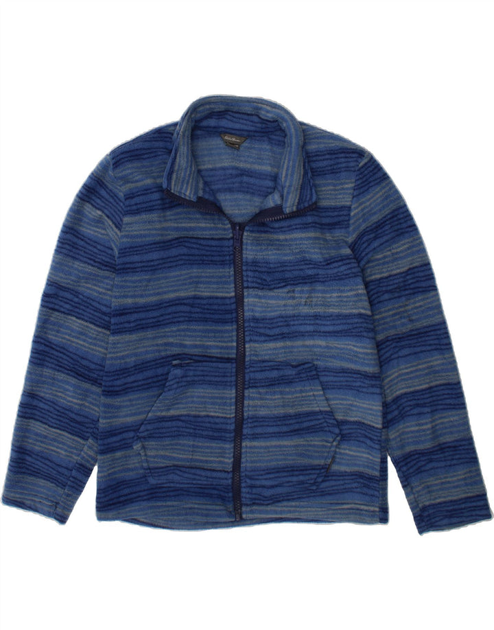 EDDIE BAUER Boys Fleece Jacket 7-8 Years Small Blue Striped Polyester Vintage Eddie Bauer and Second-Hand Eddie Bauer from Messina Hembry 