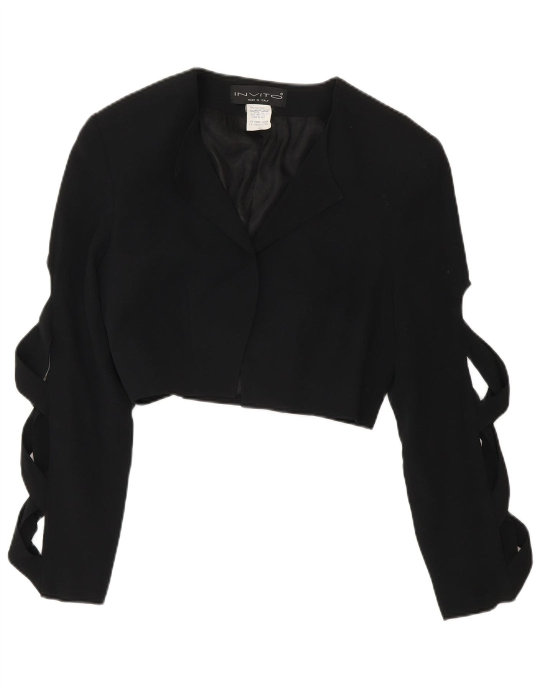 Vintage Womens Bolero Jacket IT 44 Medium Black Acetate