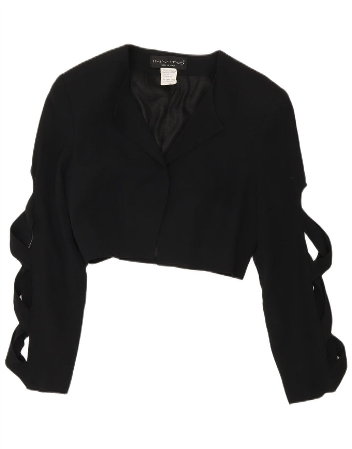 Vintage Womens Bolero Jacket IT 44 Medium Black Acetate