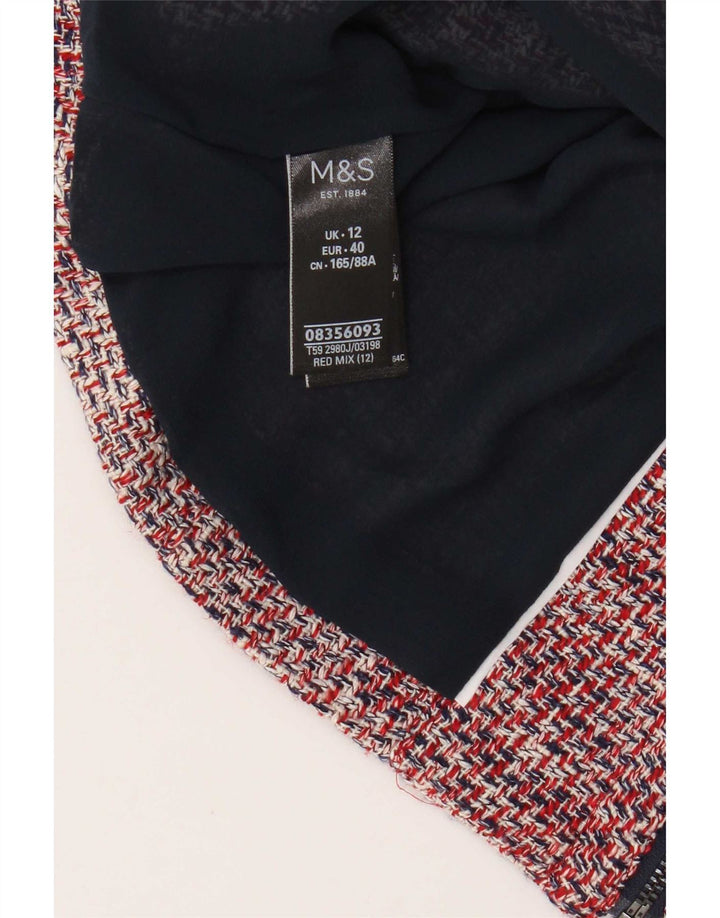 Marks & Spencer Womens Crop Blazer Jacket UK 12 Medium Red Flecked Cotton