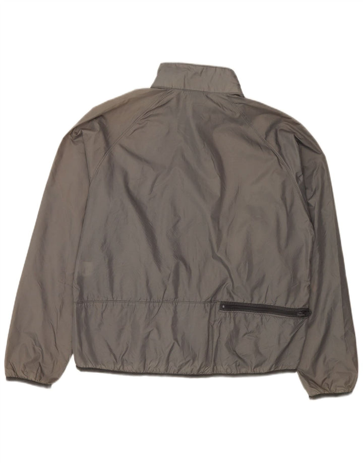 LANDS END Mens Tracksuit Top Jacket Medium Grey Nylon