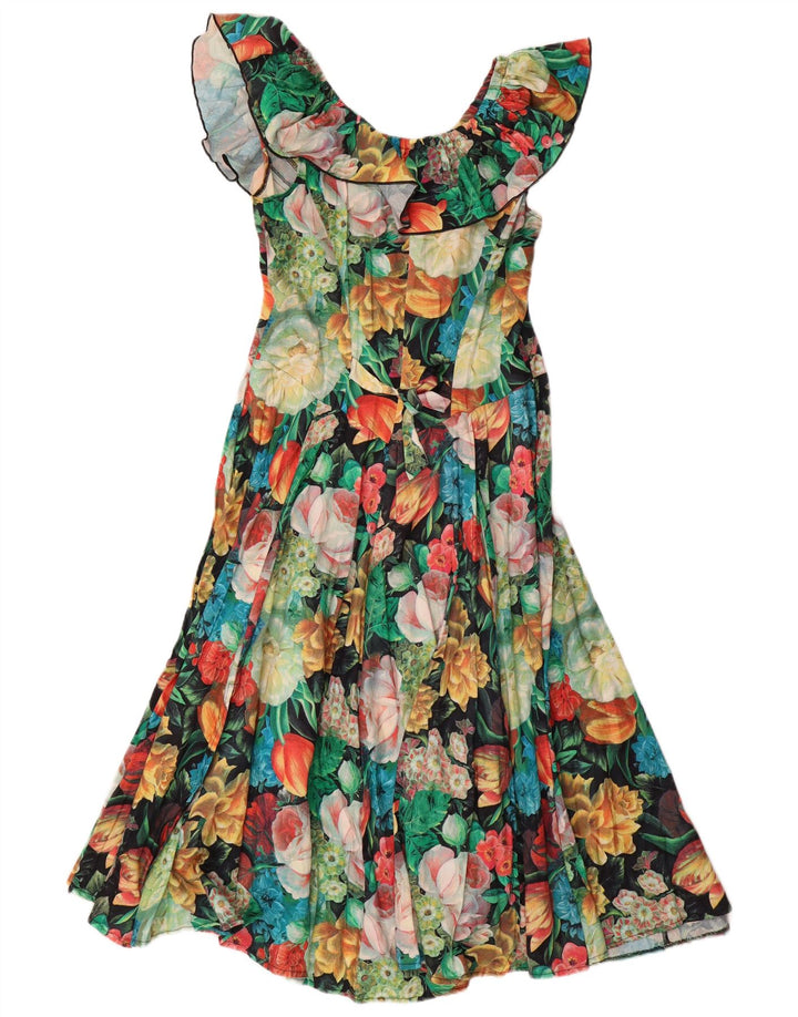 VINTAGE Womens A-Line Dress EU 38 Medium Multicoloured Floral