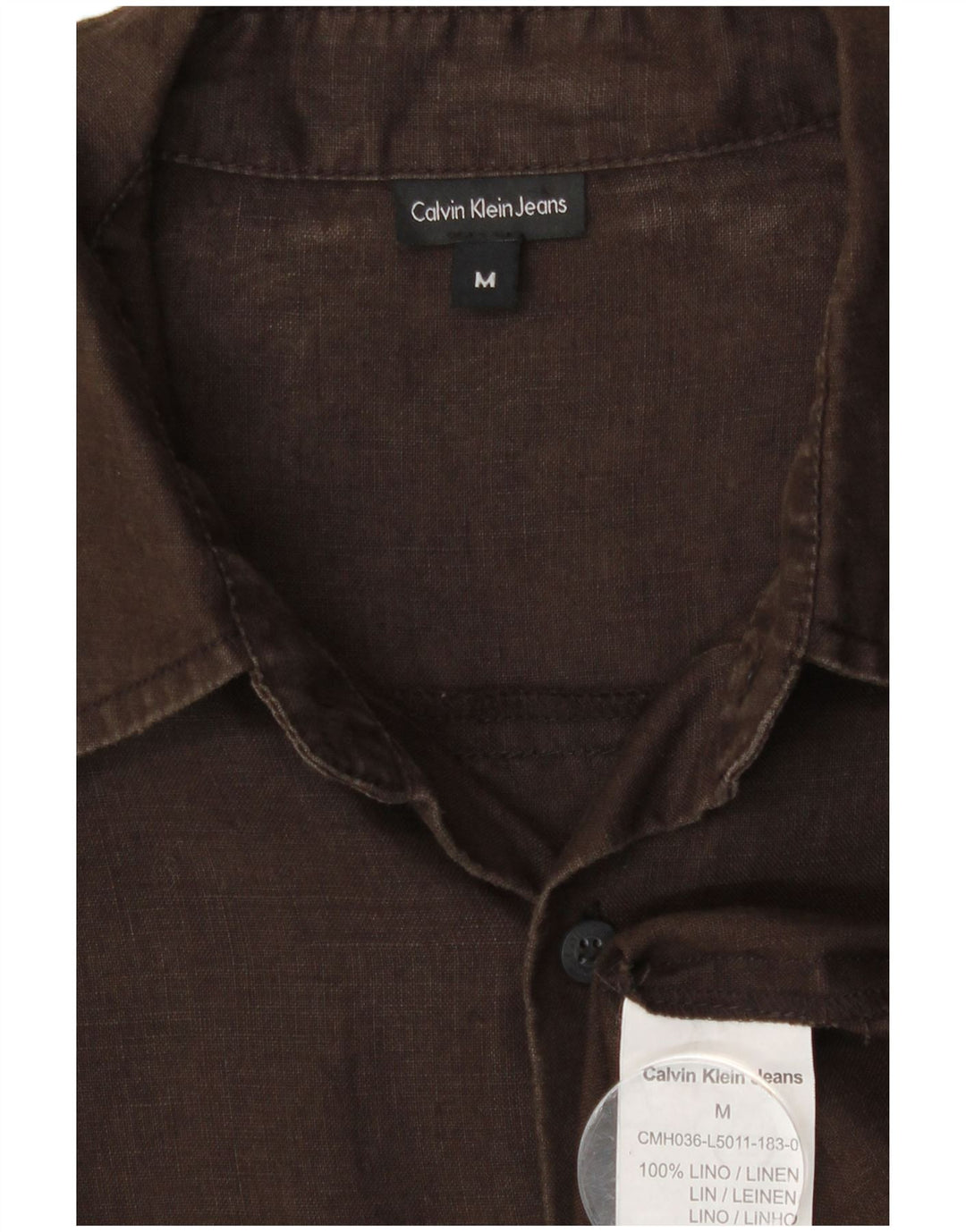 Calvin Klein Jeans Mens Shirt Medium Brown Linen