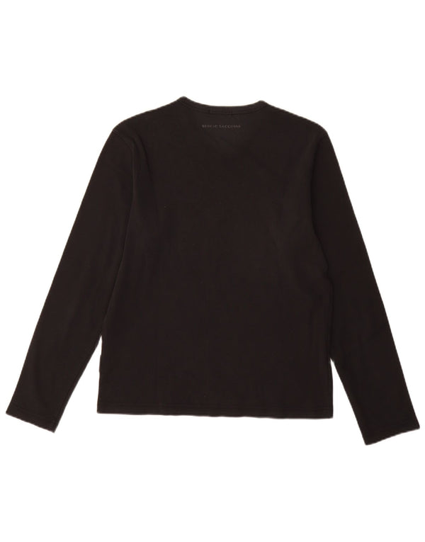 SERGIO TACCHINI Womens Top Long Sleeve UK 12 Medium Black Cotton