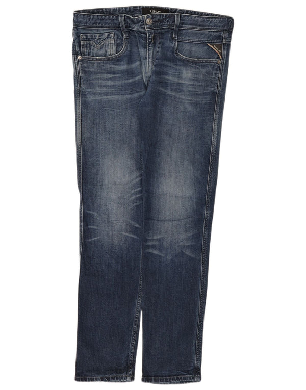 Replay Womens Slim Jeans W34 L32 Blue Cotton