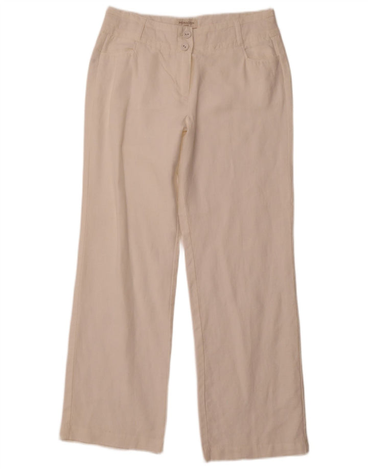 MONSOON Mens Straight Casual Trousers UK 10 Small W30 L29  White Linen