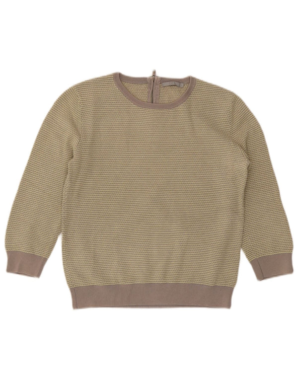 Cos Womens 3/4 Sleeve Boat Neck Jumper Sweater UK 10 Small Grey Striped