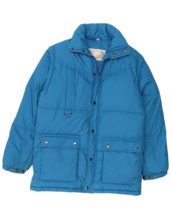 VINTAGE Boys Padded Jacket 15-16 Years Blue Polyester