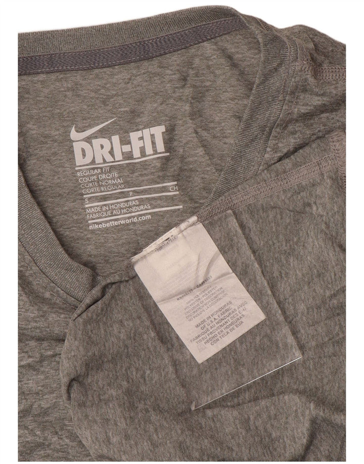 Nike Womens Dri Fit Regular Fit Top Long Sleeve UK 10 Small Grey Polyester