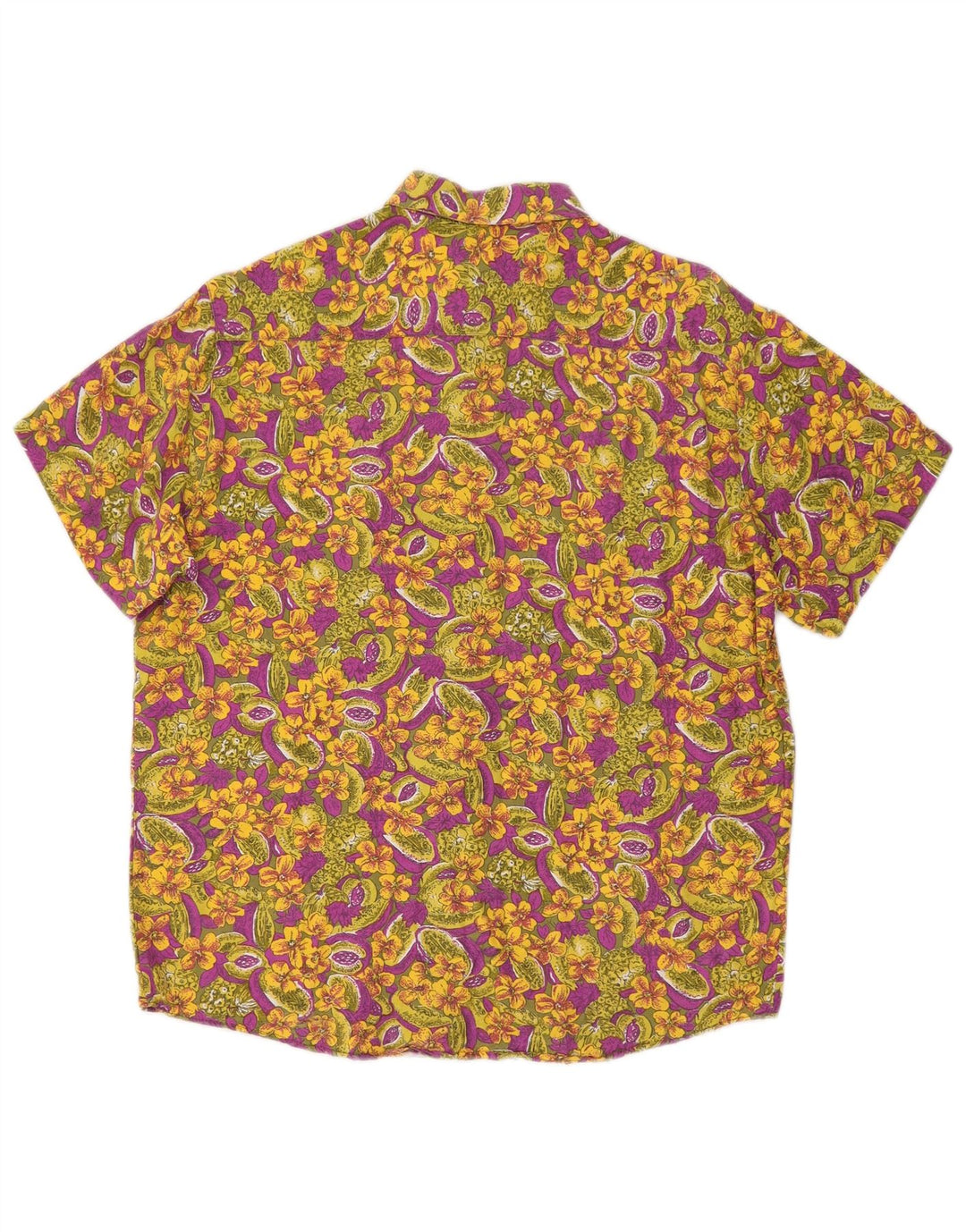 Vintage Mens Short Sleeve Shirt Medium Multicoloured Floral Viscose