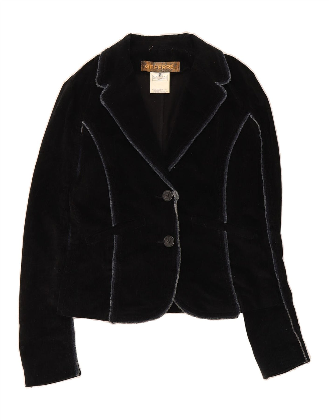 GF FERRE Womens 2 Button Corduroy Blazer Jacket IT 44 Medium Navy Blue Vintage GF Ferre and Second-Hand GF Ferre from Messina Hembry 