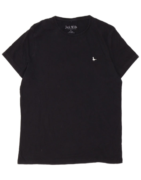 JACK WILLS Mens T-Shirt Top Large Black Cotton