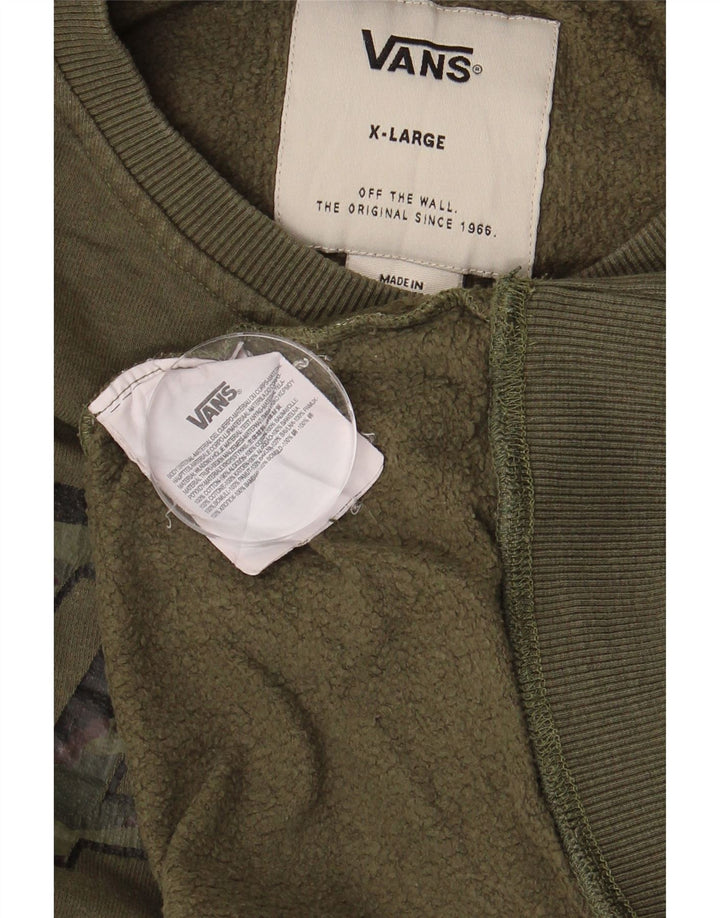 VANS Mens Graphic Sweatshirt Jumper XL Khaki Cotton