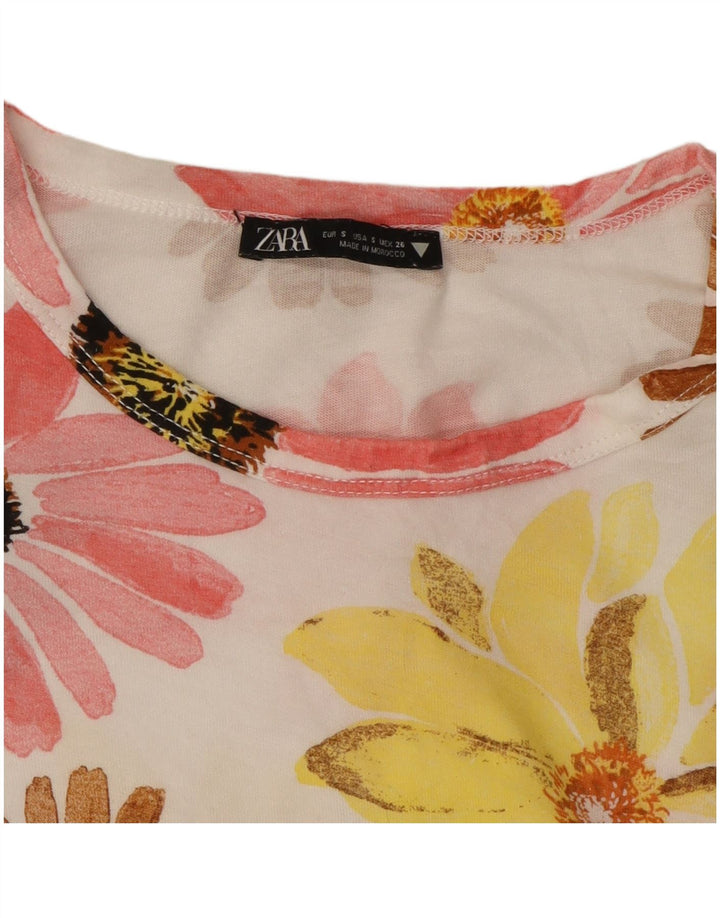 ZARA Womens Oversized Graphic T-Shirt Top UK 10 Small Multicoloured Floral