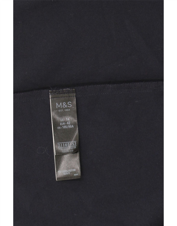 MARKS & SPENCER Womens 3/4 Sleeve Open Blazer Jacket UK 14 Large Navy Blue Vintage Marks & Spencer and Second-Hand Marks & Spencer from Messina Hembry 
