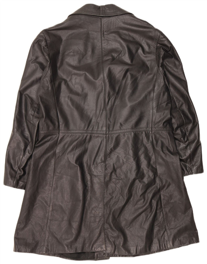 Vintage Mens Leather Coat UK 40 Large Black Leather