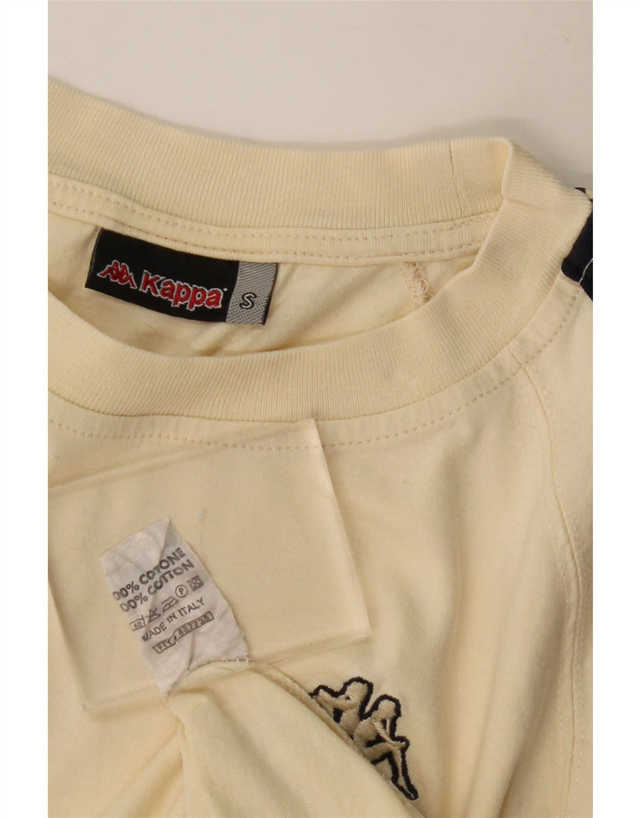 KAPPA Mens Graphic T-Shirt Top Small Beige Colourblock Cotton