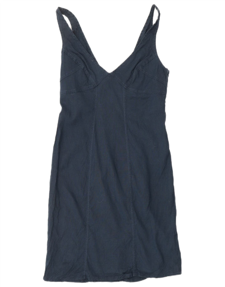ARMANI JEANS Womens Sleeveless Sheath Dress IT 44 Medium Navy Blue Linen