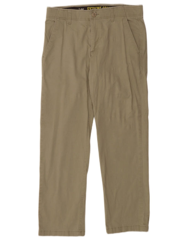 LEE Mens Extreme Comfort Straight Chino Trousers W32 L30 Khaki Cotton