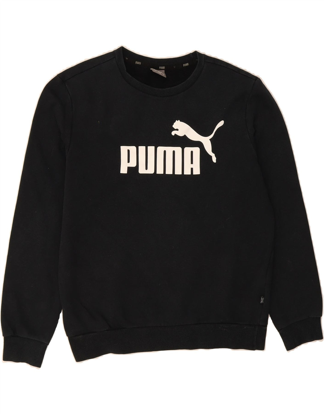 PUMA Mens Graphic Sweatshirt Jumper Medium Black Cotton Vintage Puma and Second-Hand Puma from Messina Hembry 