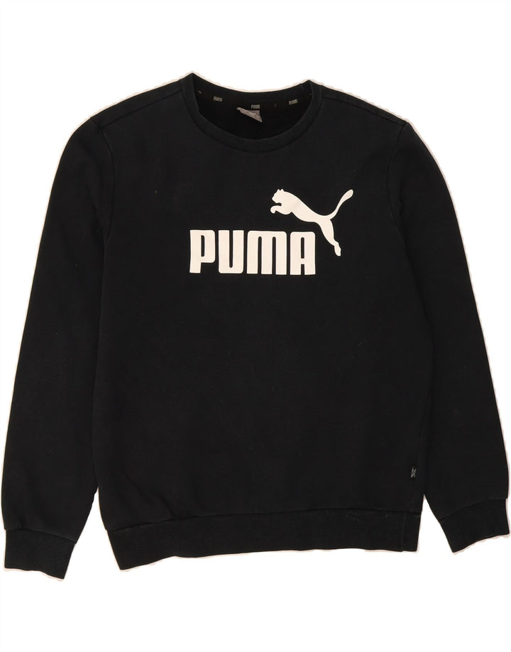 PUMA Mens Graphic Sweatshirt Jumper Medium Black Cotton Vintage Puma and Second-Hand Puma from Messina Hembry 