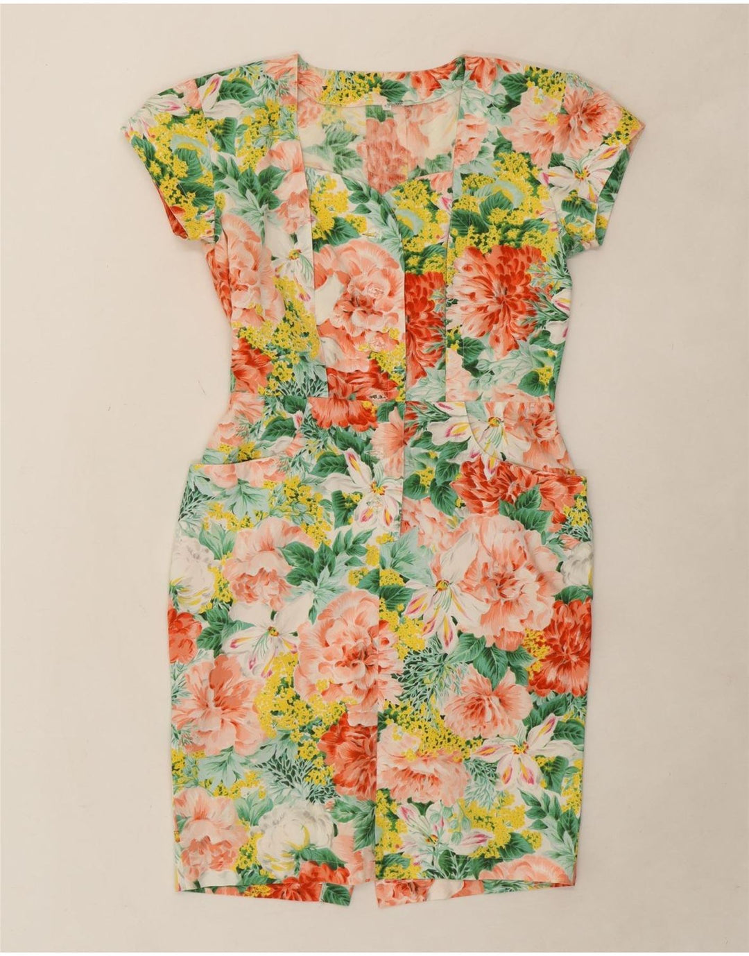 VINTAGE Womens Sheath Dress IT 42 Medium Multicoloured Floral Vintage Vintage and Second-Hand Vintage from Messina Hembry 