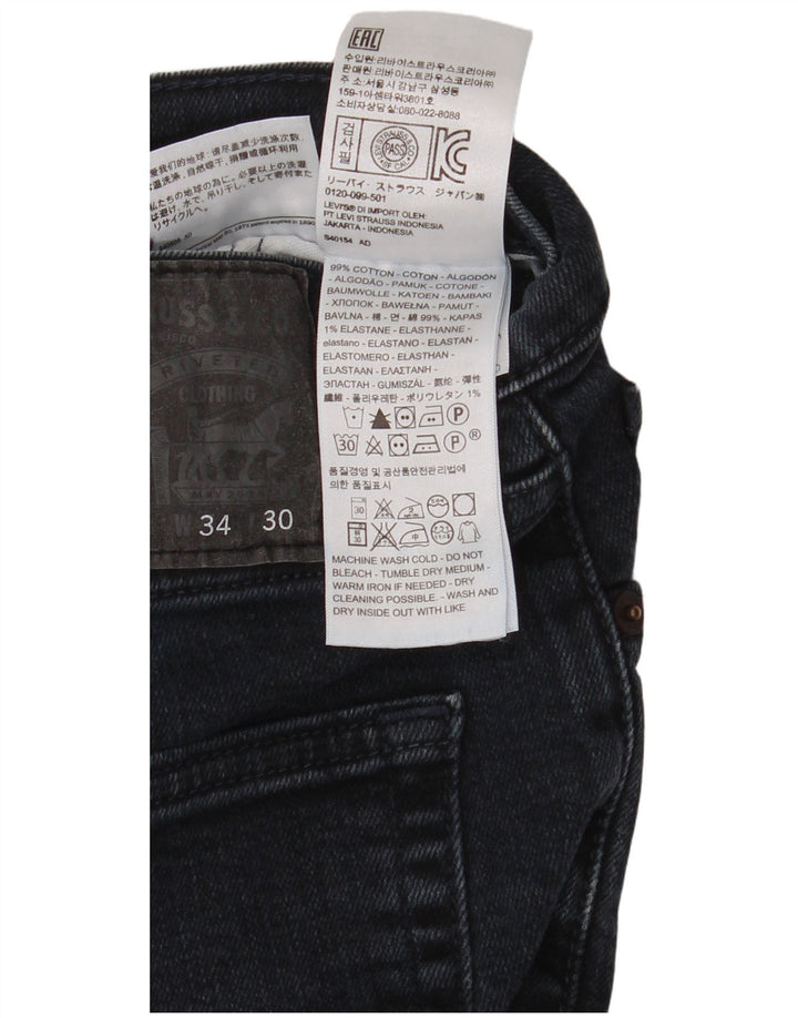 Levi's Mens 505 Straight Jeans W34 L30 Navy Blue Cotton