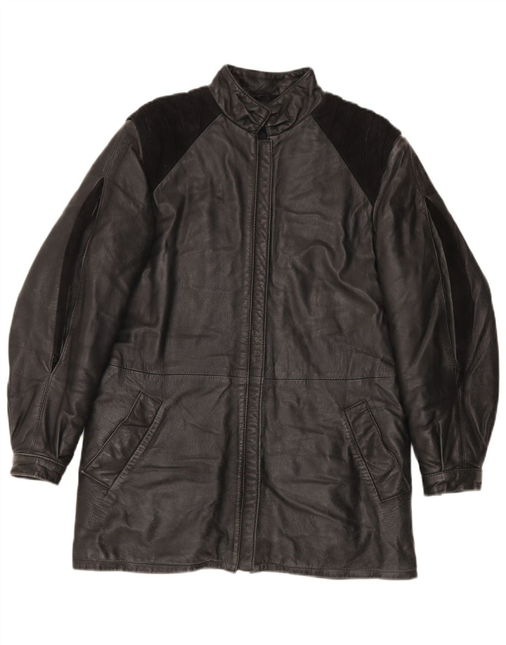 Dama Womens Leather Jacket IT 44 Medium Black Colourblock Leather