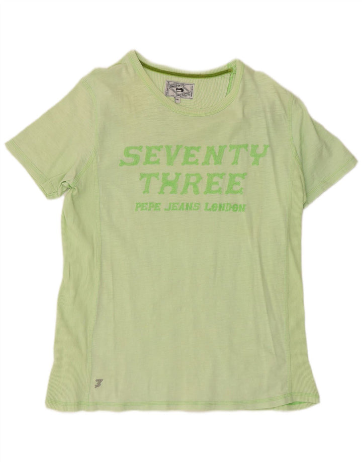 PEPE JEANS Mens Graphic T-Shirt Top 2XL Green Cotton