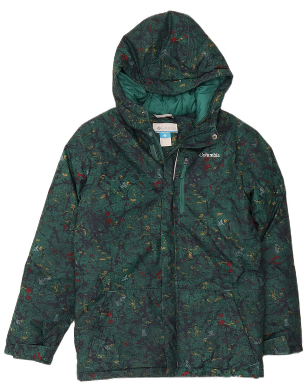 Columbia Boys Hooded Padded Jacket 14-15 Years Large Green Camouflage