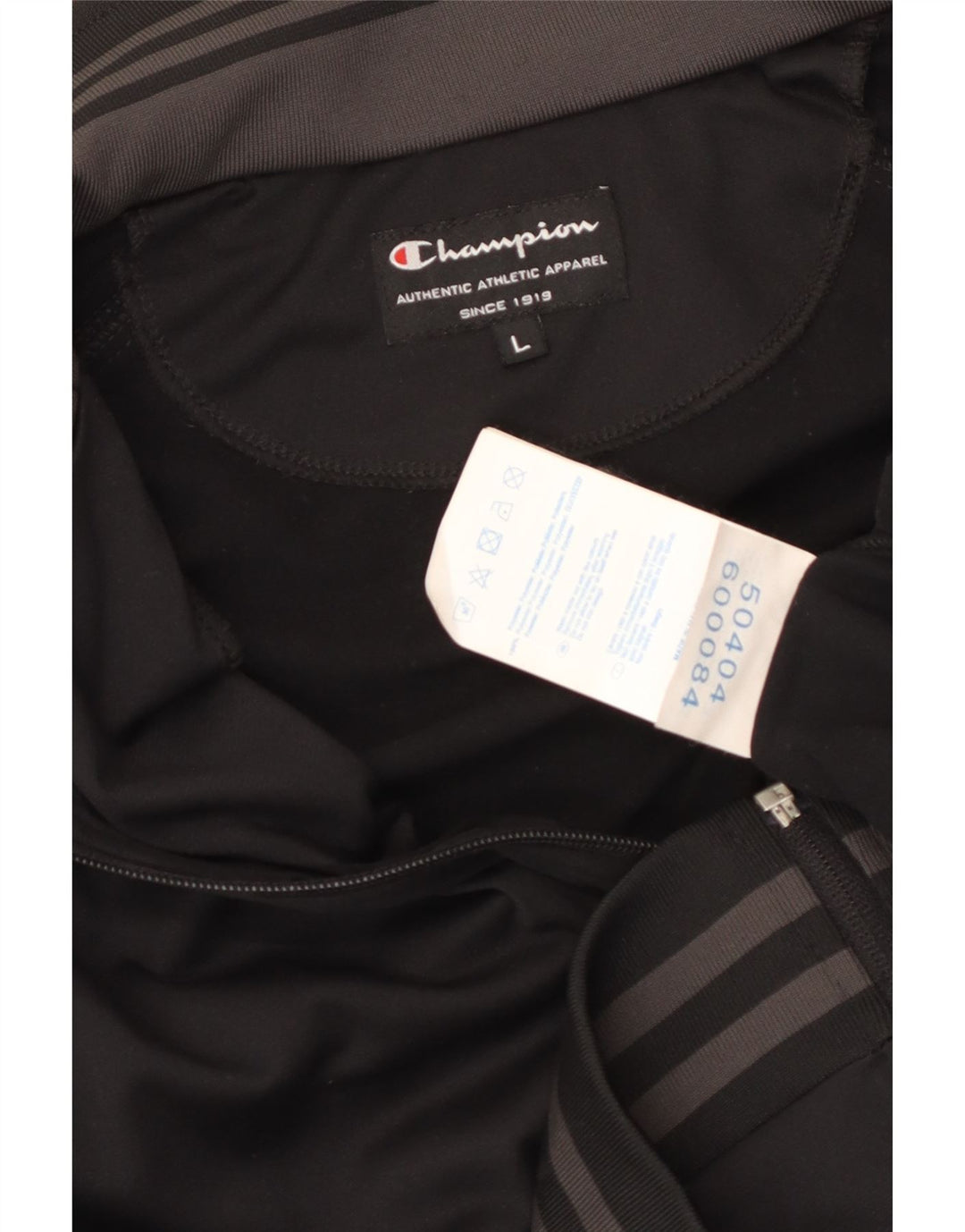 CHAMPION Mens Tracksuit Top Jacket Large Black Polyester