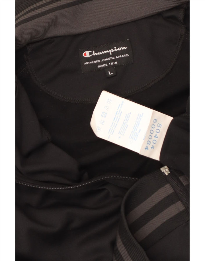 CHAMPION Mens Tracksuit Top Jacket Large Black Polyester