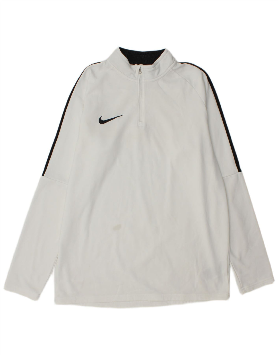 Nike Mens Dri Fit Zip Neck Pullover Tracksuit Top Large White Colourblock