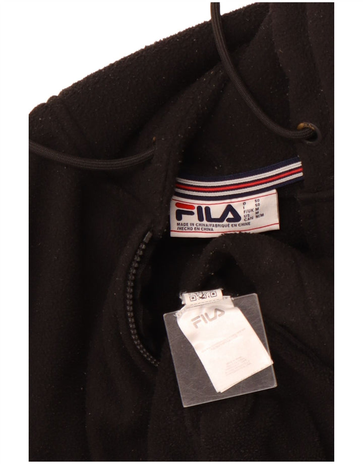 FILA Mens Hooded Zip Neck Fleece Jumper Medium Black Polyester
