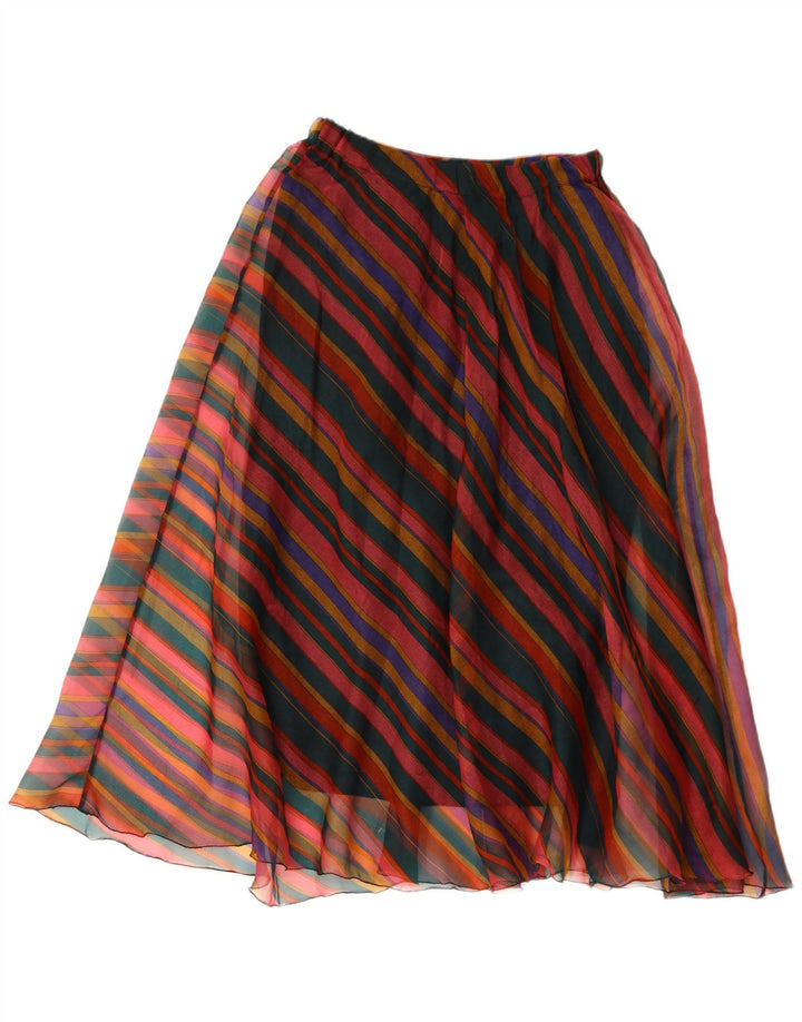 VINTAGE Womens High Waist A-Line Skirt W28 Medium Multicoloured Striped