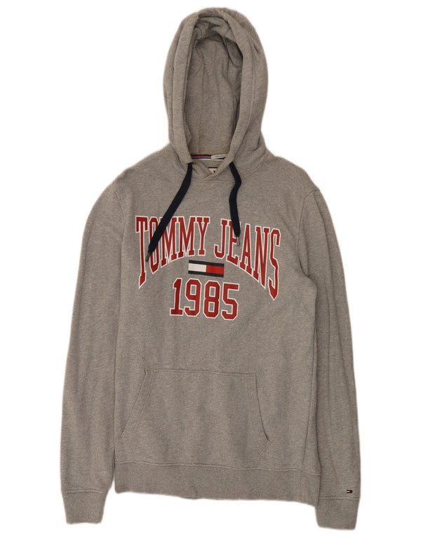 Tommy Hilfiger Mens Graphic Regular Fit Hoodie Jumper Medium Grey Cotton