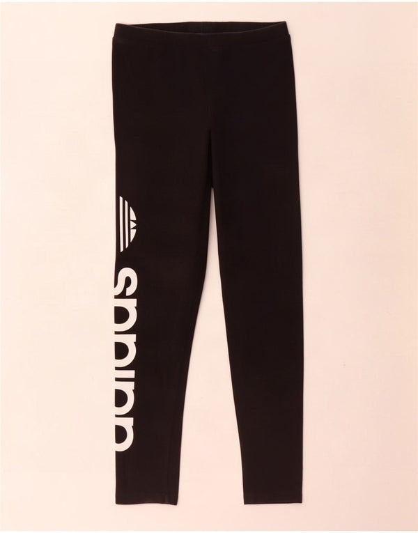 Adidas Womens Graphic Leggings UK 8 Small Black Cotton