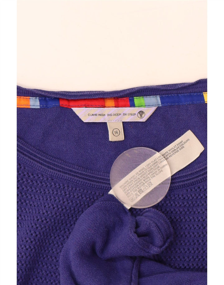 FAT FACE Womens Short Sleeve Boat Neck Jumper Sweater UK 16 Large Purple