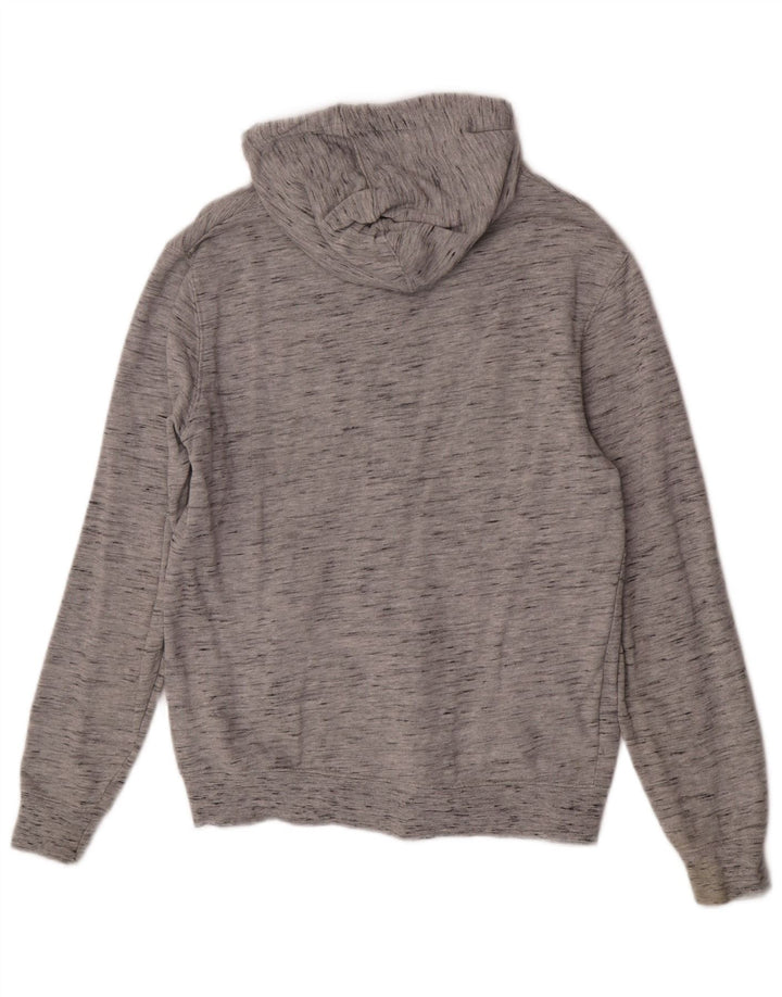 Zara Mens Zip Hoodie Sweater Medium Grey Flecked Cotton