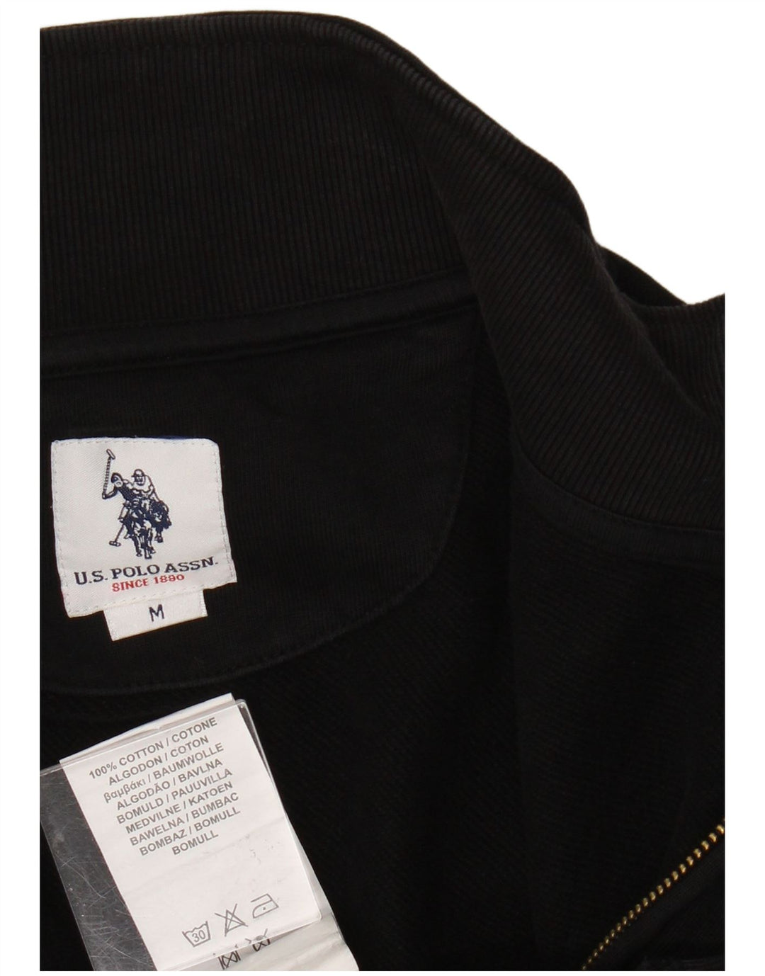 U.S. Polo Assn. Mens Tracksuit Top Jacket Medium Black Cotton