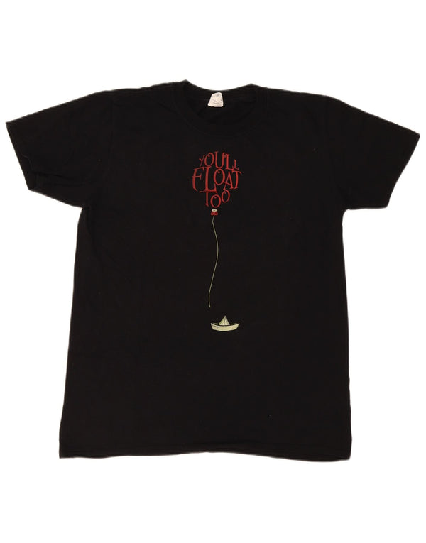 Vintage Mens Regular Graphic T-Shirt Top Medium Black Cotton