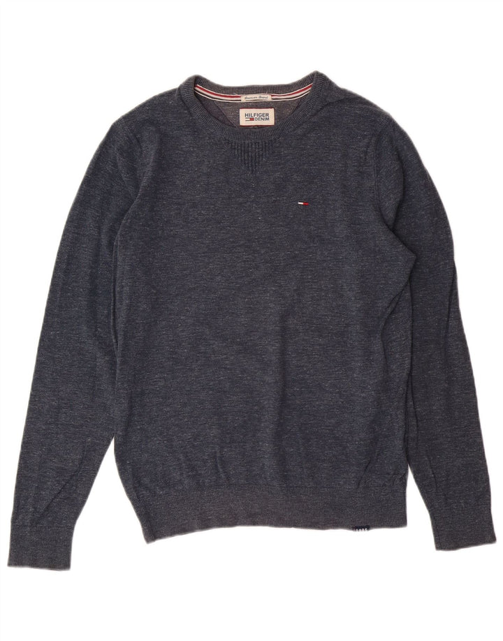 Tommy Hilfiger Mens Crew Neck Jumper Sweater Small Navy Blue Cotton