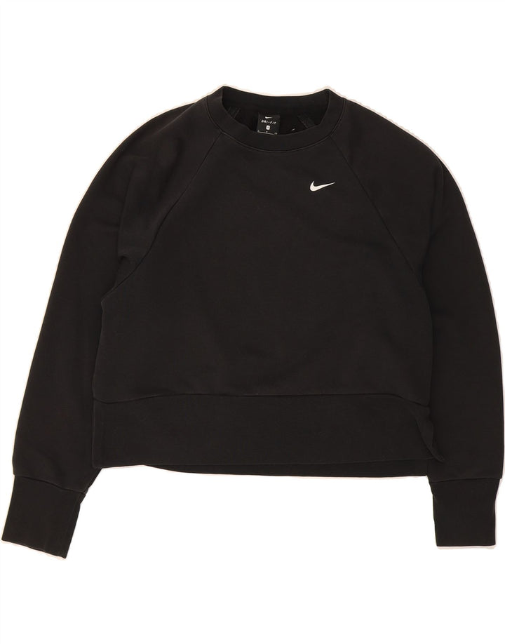 NIKE Womens Dri Fit Crop Sweatshirt Jumper UK 10 Small Black Polyester Vintage Nike and Second-Hand Nike from Messina Hembry 