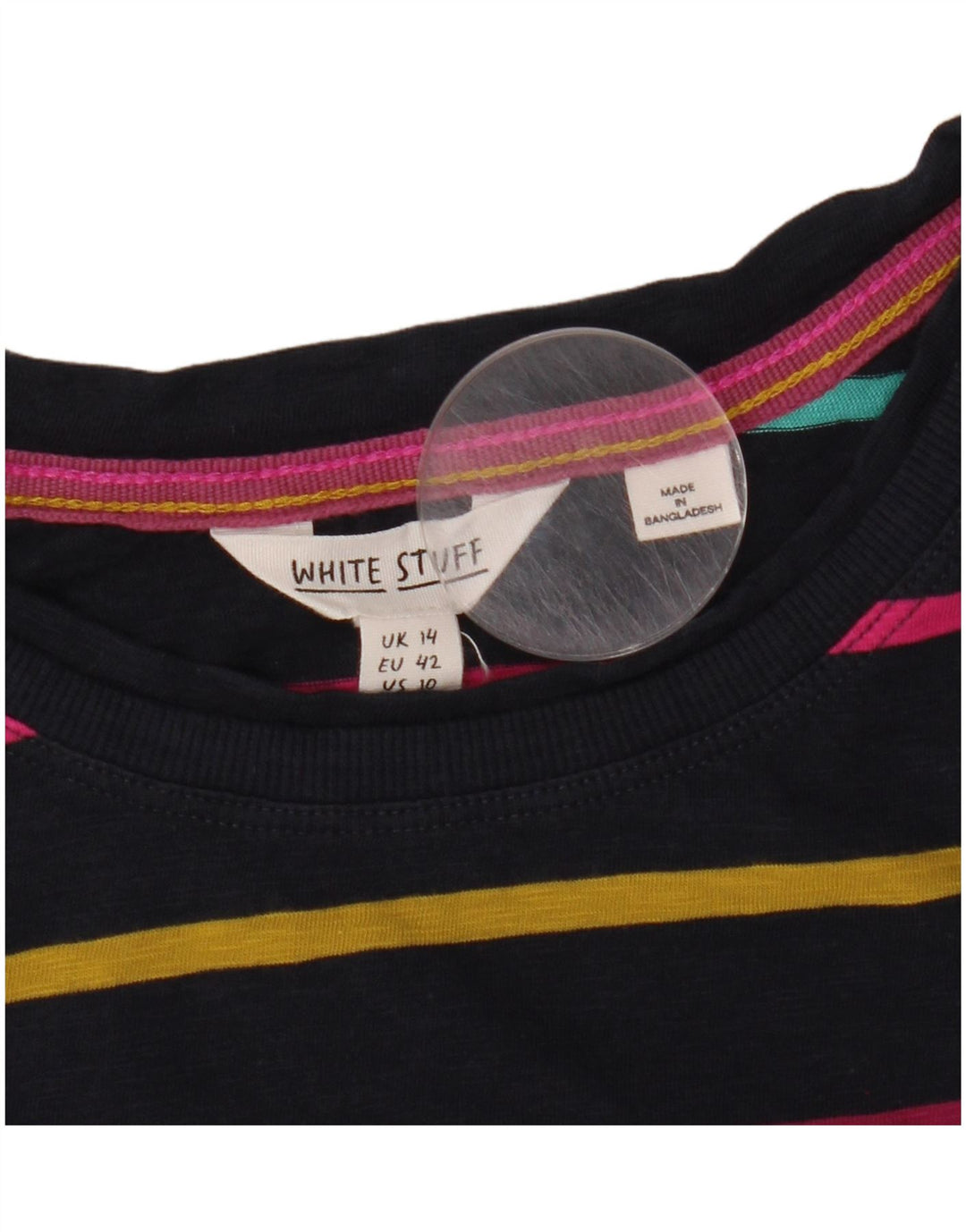 WHITE STUFF Womens Top Long Sleeve UK 14 Large Navy Blue Striped