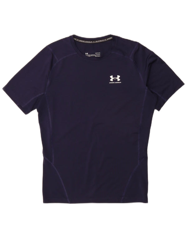 UNDER ARMOUR Mens Heat Gear T-Shirt Top Large Navy Blue Synthetic