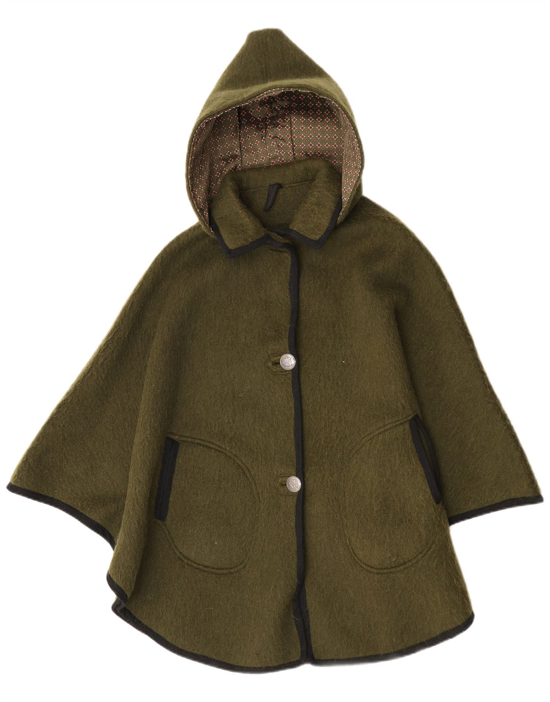 Orig. Dachstein Womens Hooded Poncho Coat IT 40 Small Khaki New Wool