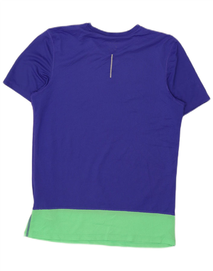 Nike Womens Dri Fit T-Shirt Top UK 14 Medium Blue Colourblock Polyester