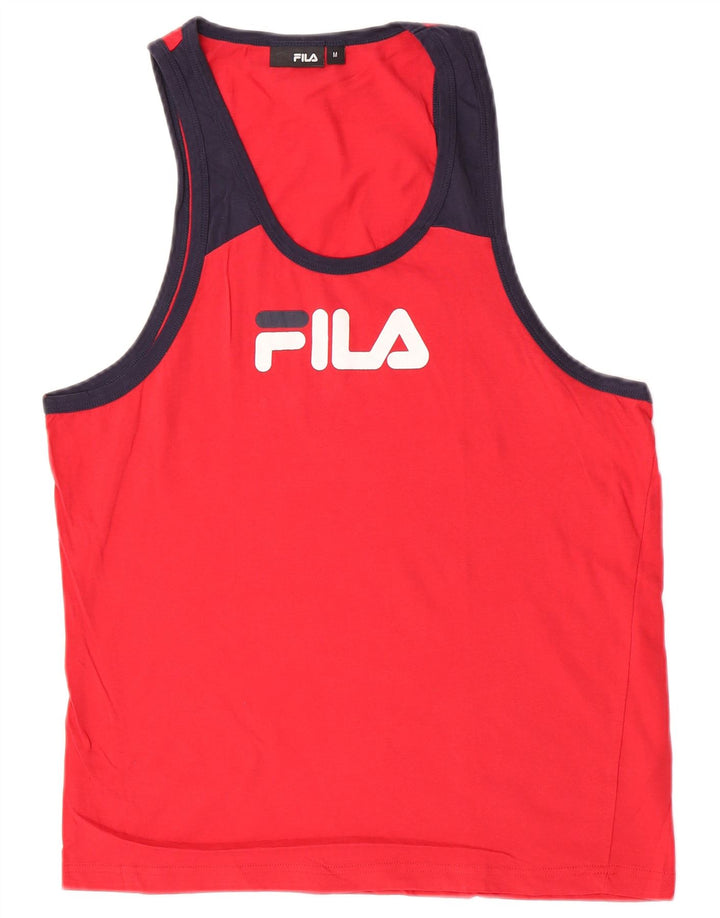 Fila Mens Graphic Vest Top Medium Red Colourblock Cotton
