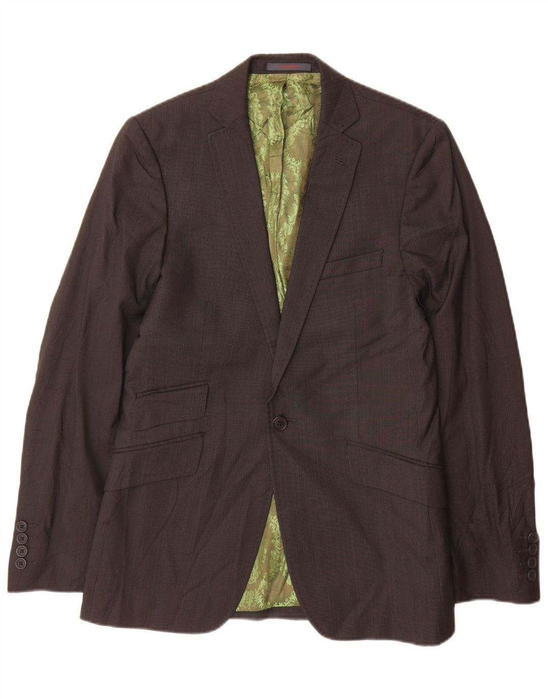 Ted Baker Mens 1 Button Blazer Jacket Size 38 Medium Grey Pinstripe Wool